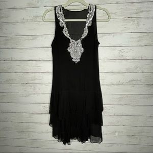 Black Ruffle Dress with Sequins